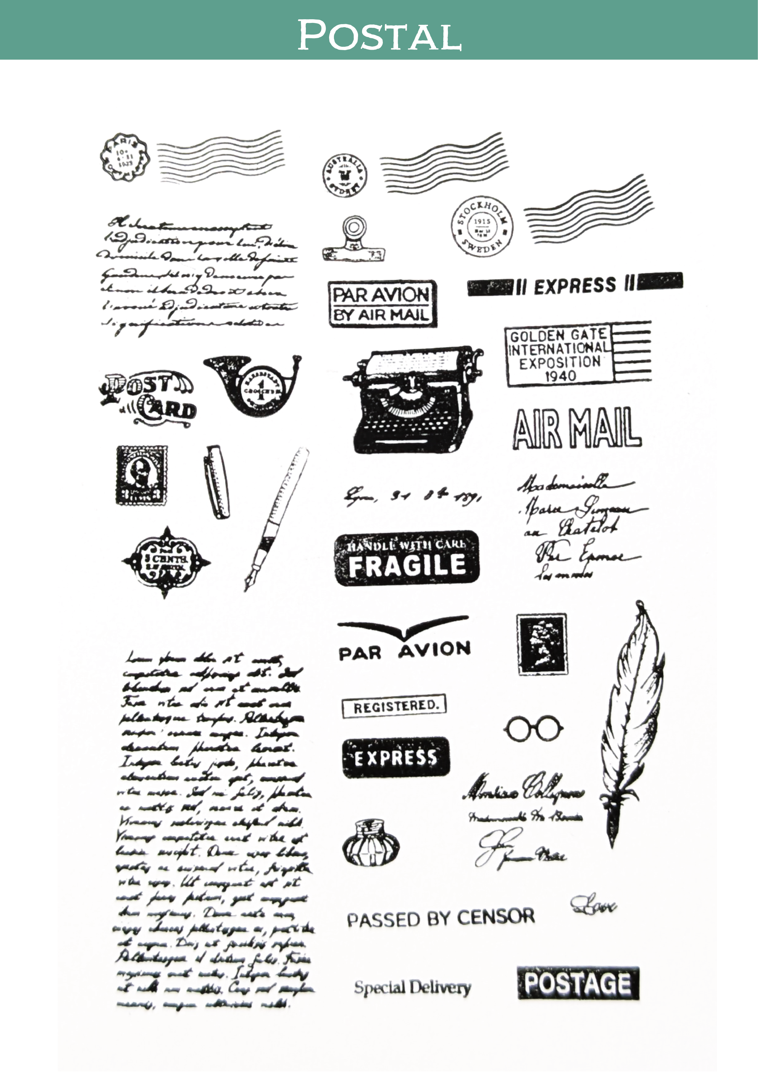 Clear Stamps 'Postal' クリアスタンプ（郵便） – miniature POP-UP book