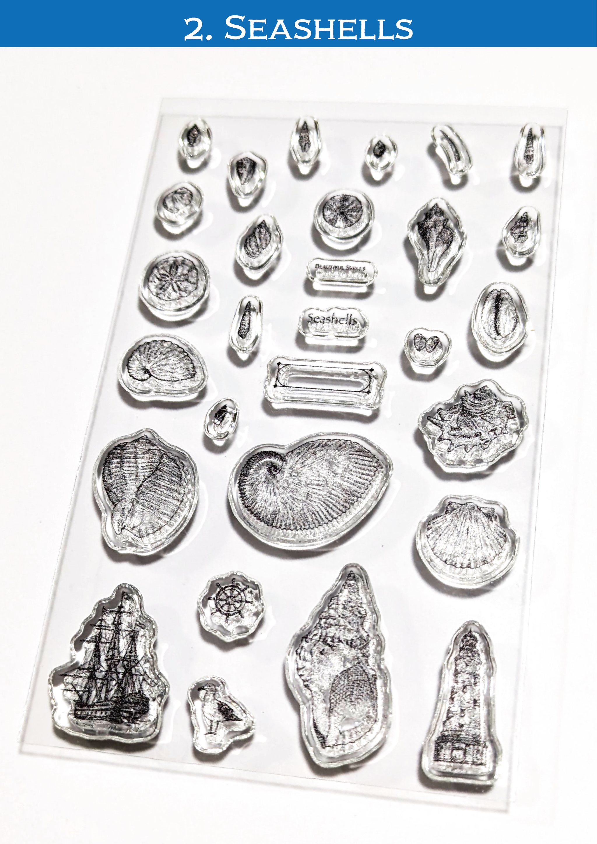 Clear Stamps 'Seashells' クリアスタンプ（貝殻） – miniature POP-UP