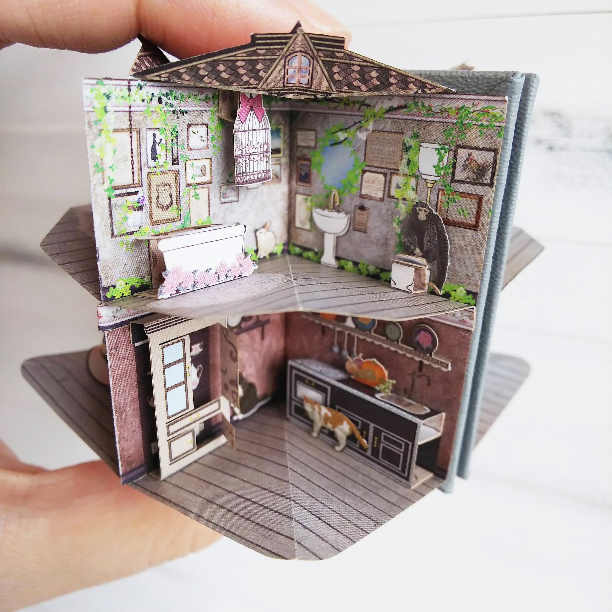 Kit miniature de maison de poupée bricolage avec anti-poussière et Kit miniature de maison de poupée bricolage avec anti-poussière et